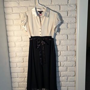 Black and cream Dress with satan trim